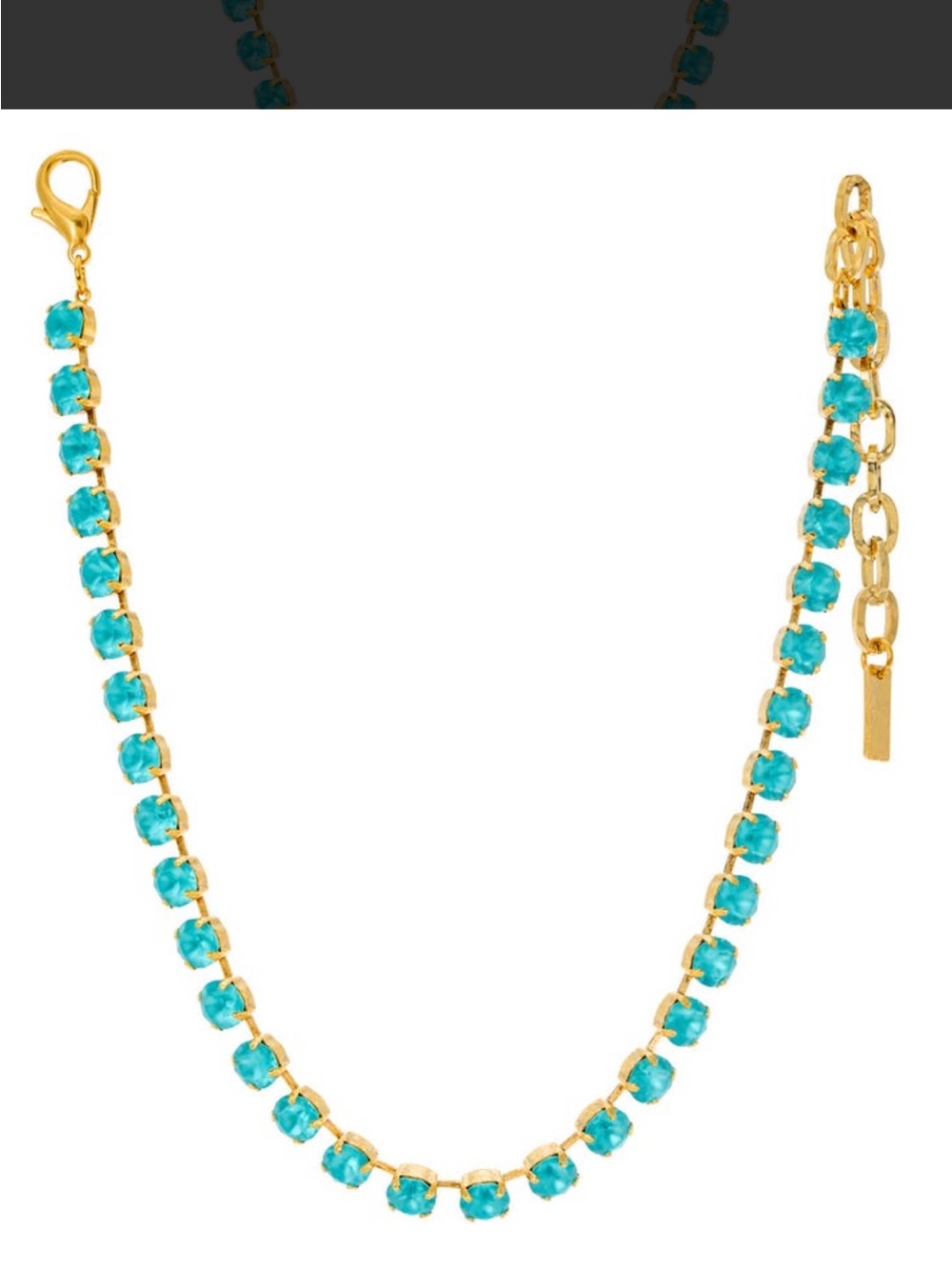 Oakland Necklace — Light Turquoise Crystal on Antique Gold